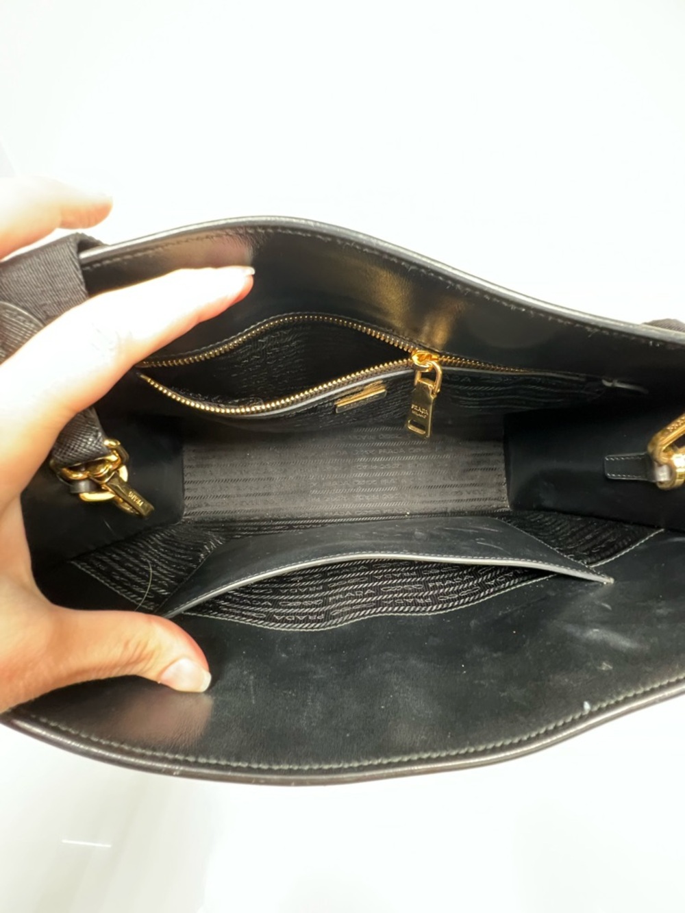 Prada Lux Saffiano Leather Black Crossbody Tote Bag - Picture 12 of 13